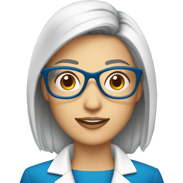 consultor de test clara empresarial con lentes y traje azul emoji