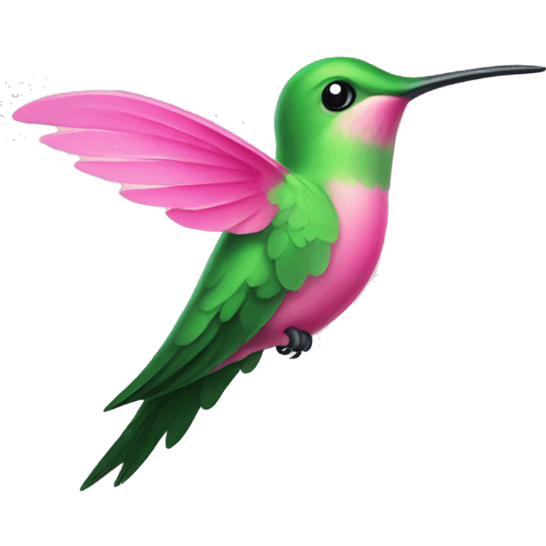 Cute pink and green hummingbird emoji