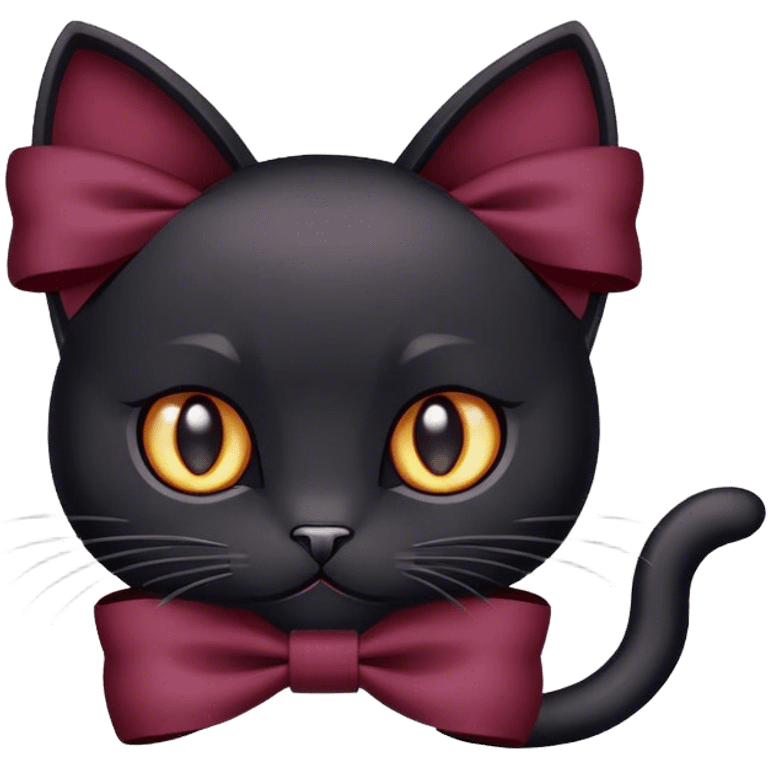 Black cat with bordeaux bow emoji