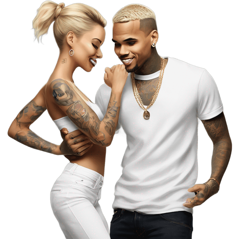 Hyper Realistic Chris Brown   dancing with his tattooed female dancer emoji