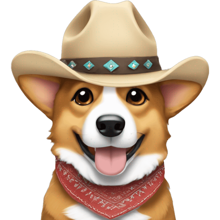 sable corgi in western cowboy hat and bandana emoji