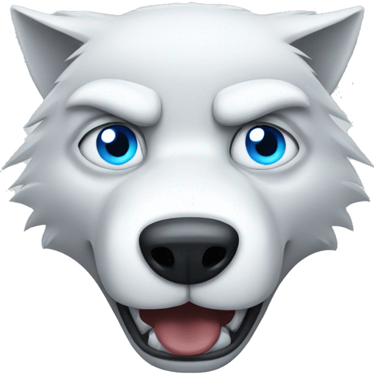 Angry white wolf with blue eyes emoji