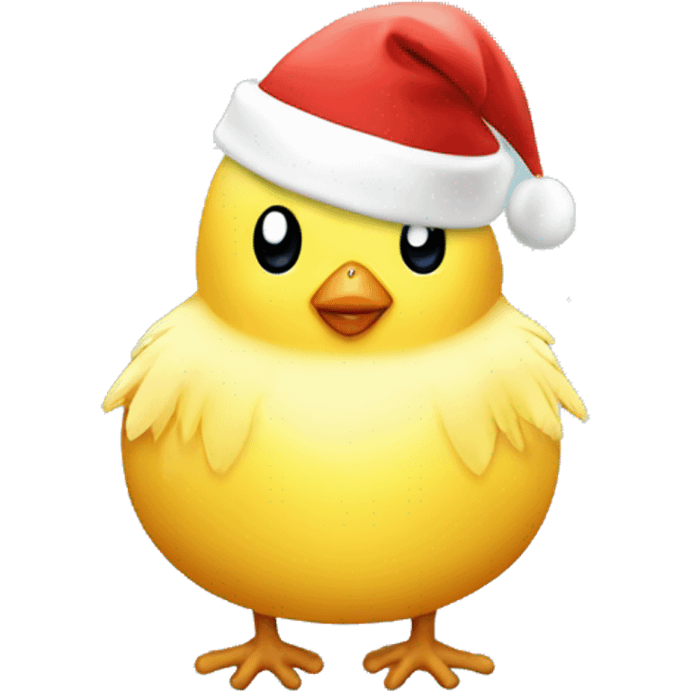 baby chick with Christmas lights and Santa hat emoji