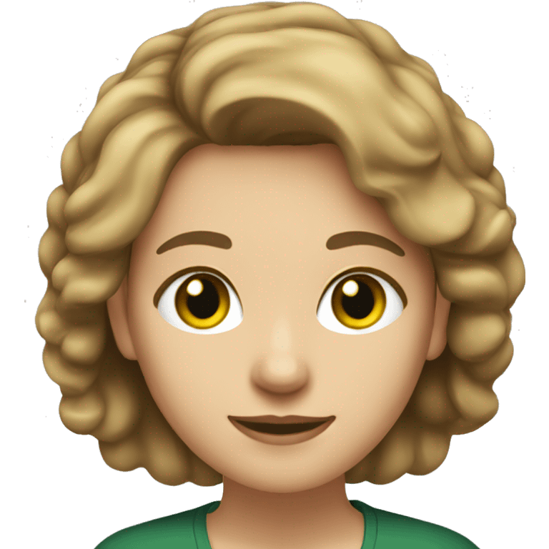 female teacher, medium hair, light brown, green eyes, slim emoji