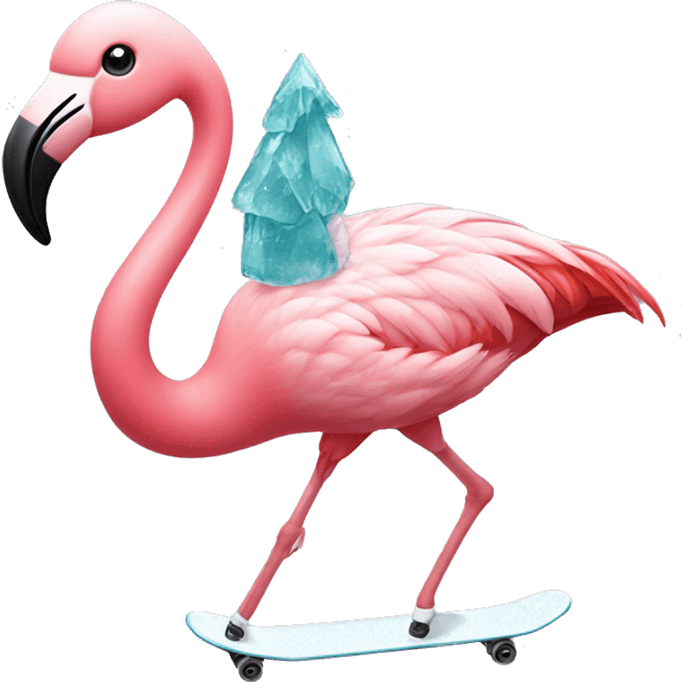 Flamingo ice skating emoji