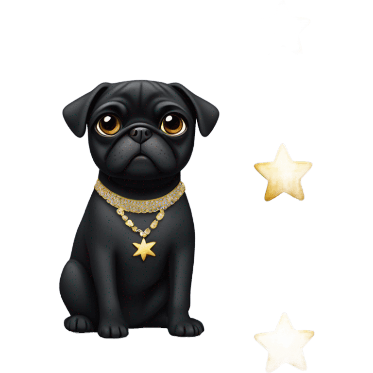 Black pug in a Jewish star dress emoji