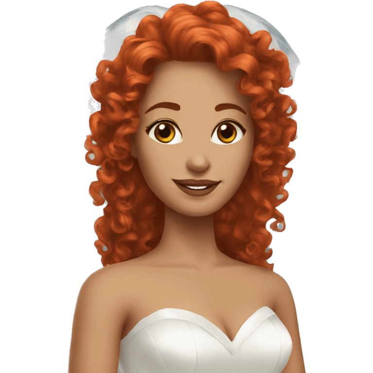 curly red long hair bride  emoji