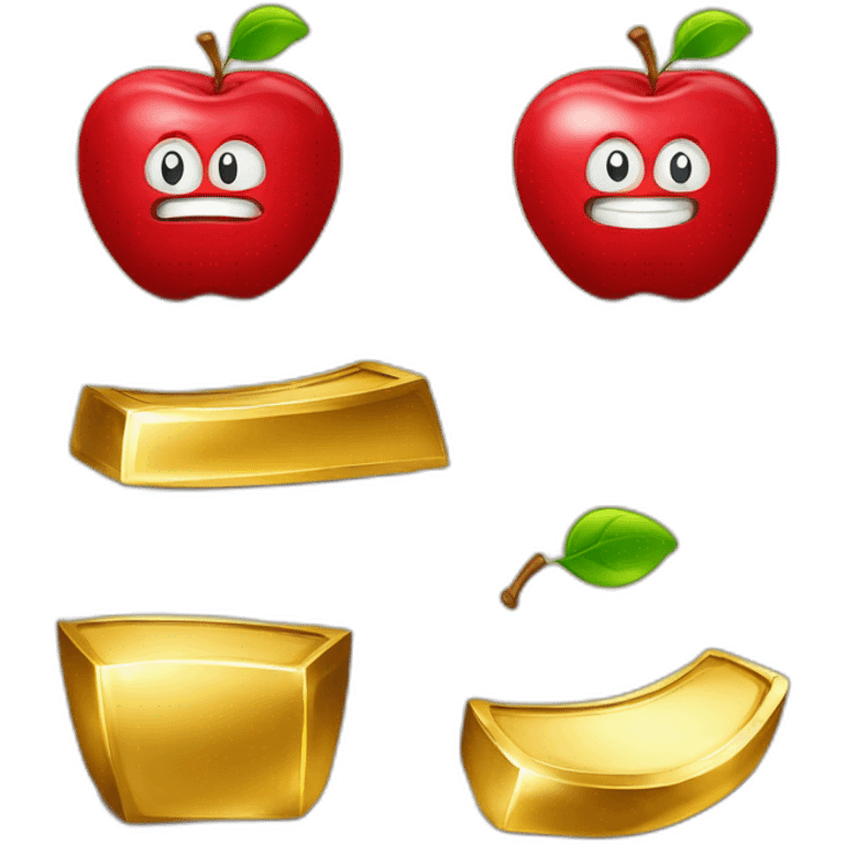 smiling red apple gold ingots emoji