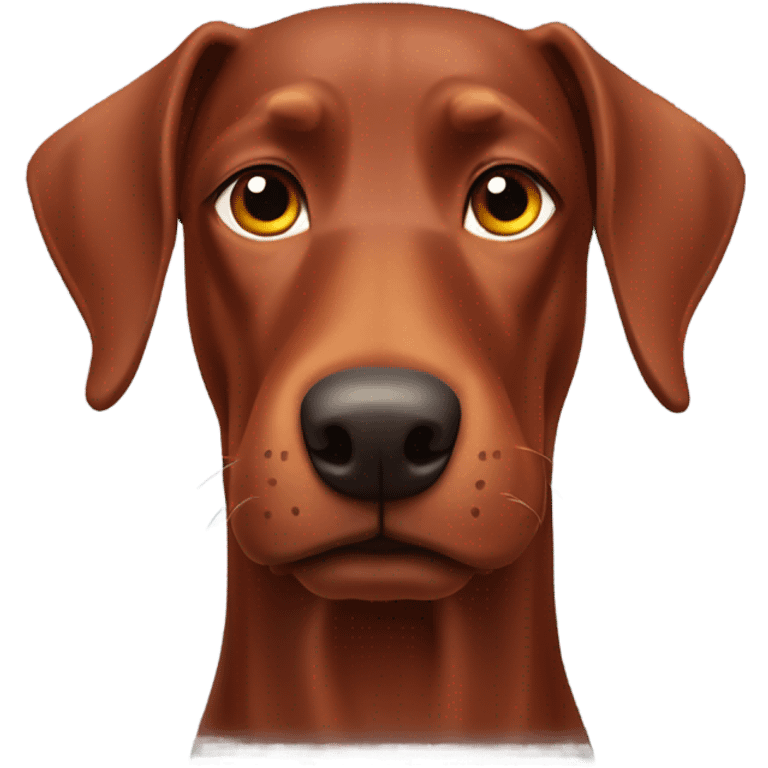 Red Doberman without cropped ears face facing front happy expression  emoji