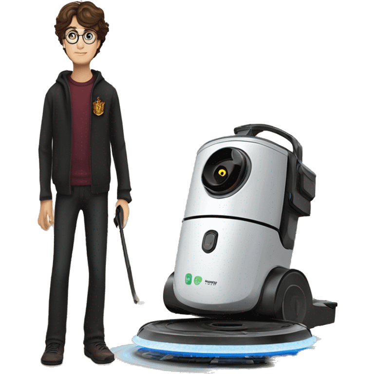 Harry potter works with a robot vacuum emoji