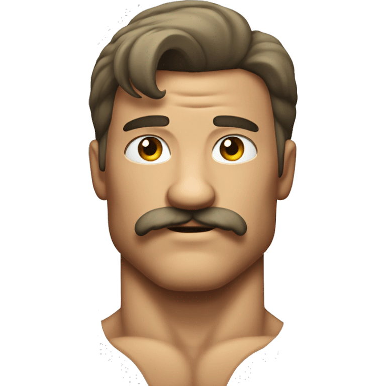 a flexing muscular man with a mustache and a mullet emoji