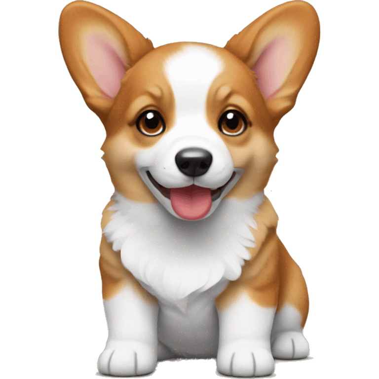 Corgi puppy with red and white colour emoji