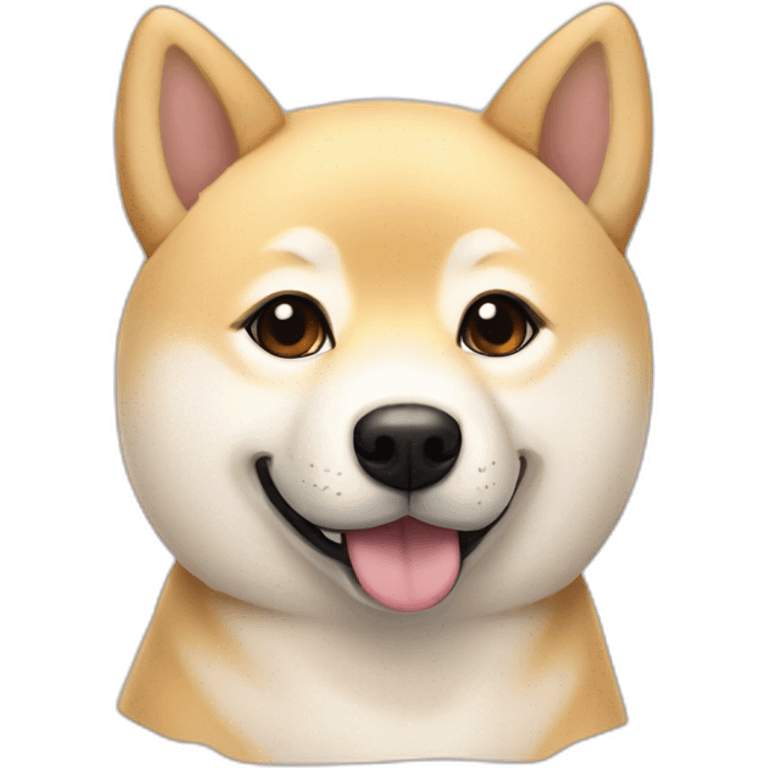 Cream Shiba Inu with silver heart name tag and blonde eyelashes emoji