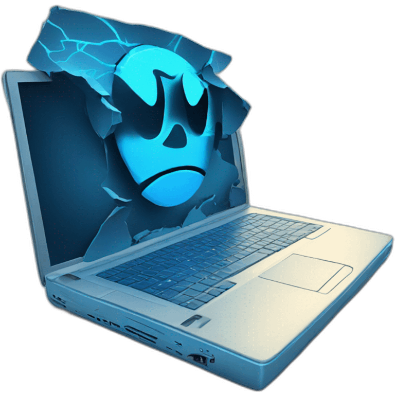 broken blue neon laptop emoji