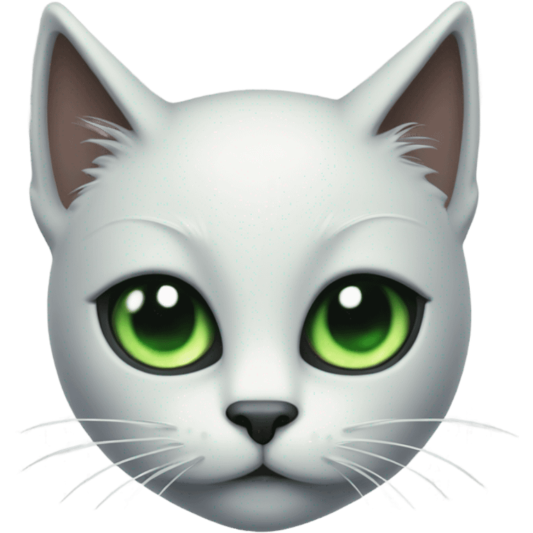 Black cat with green eyes with a halo emoji