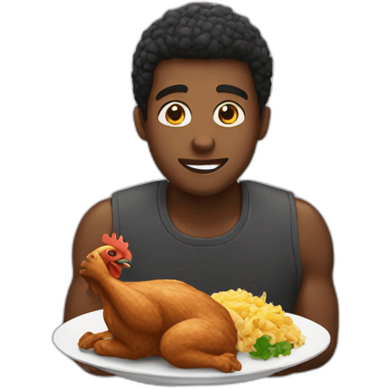 Black guy eating chicken emoji