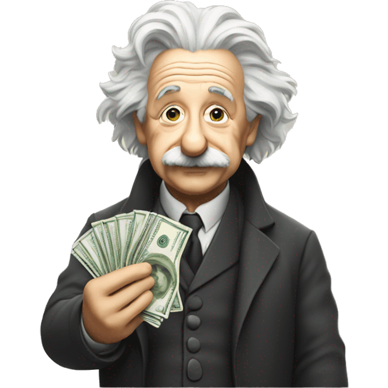 Albert Einstein holding money in his hand emoji