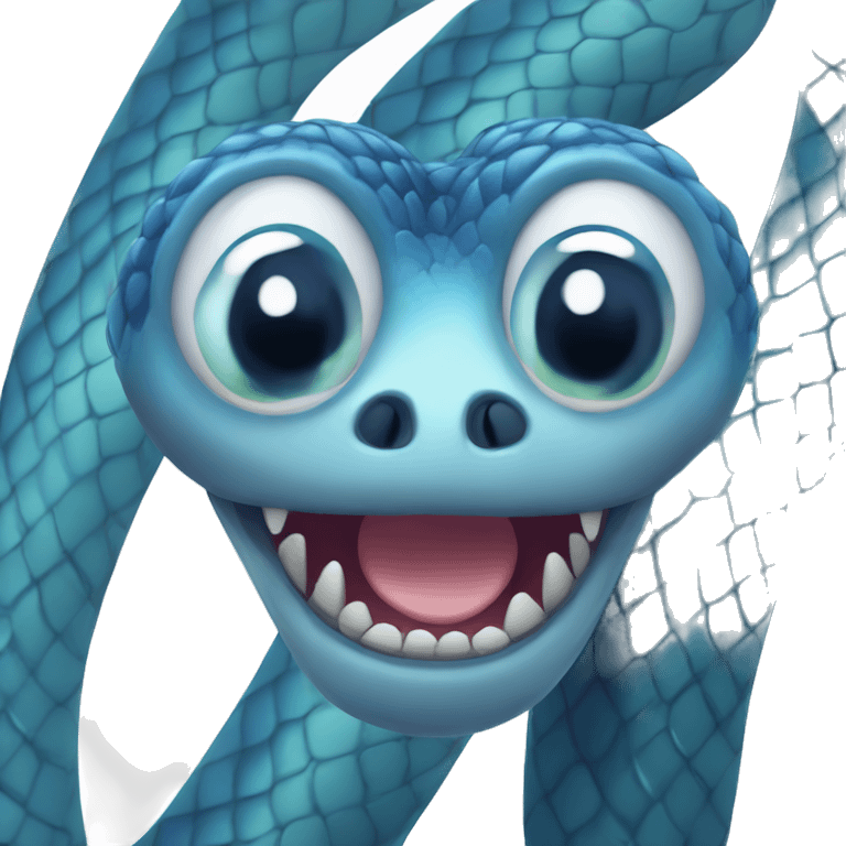 Blue snake with fangs and big eyes emoji