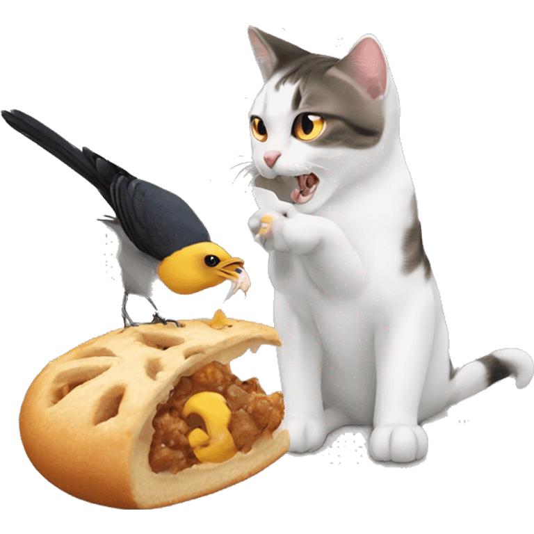 Cat eat a Bird emoji