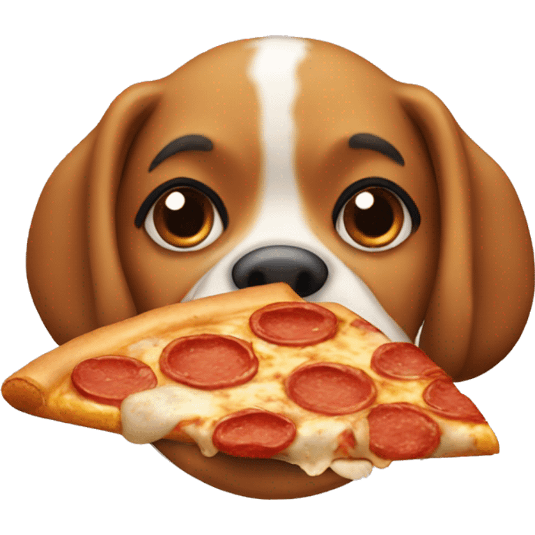 Dog eating pizza emoji