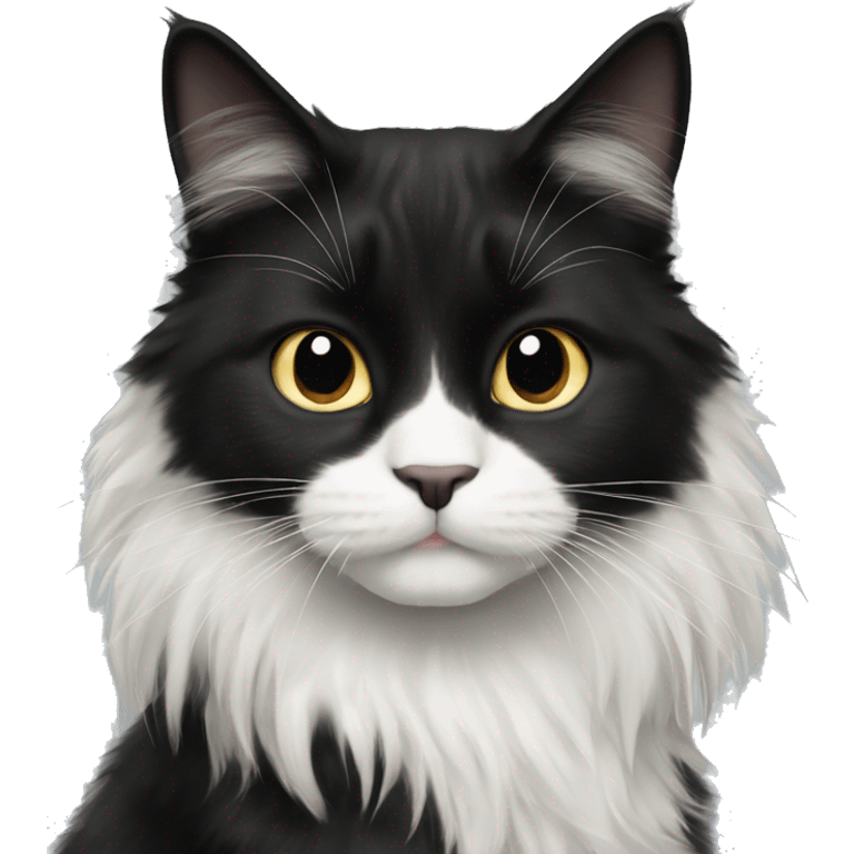 black and white cat long haired emoji