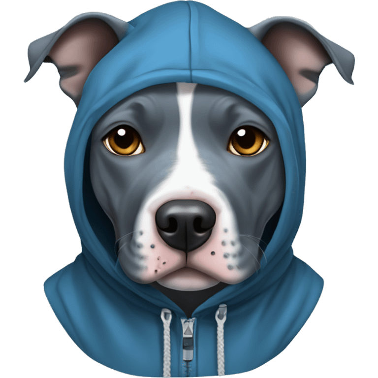 Blue Staffordshire bull terrier with blue eyes and a hoodie  emoji