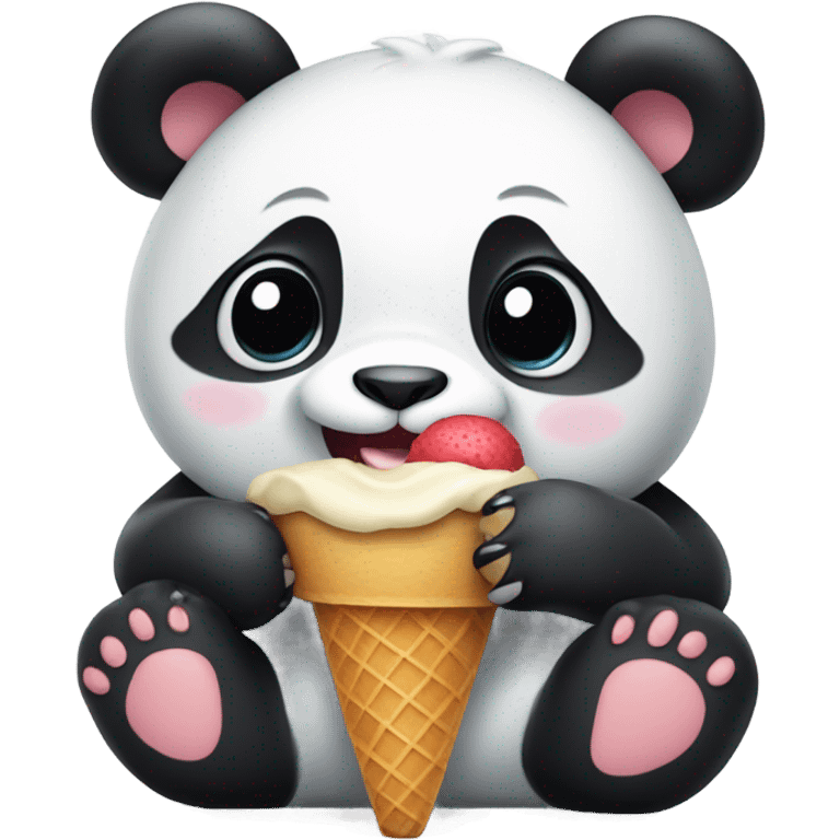 Panda eating ice cream emoji