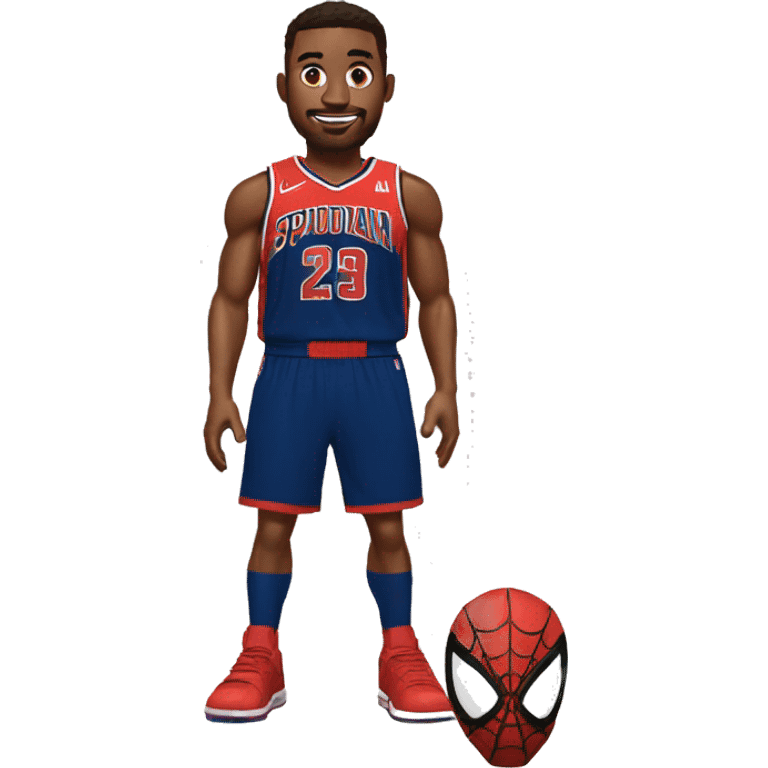 Spiderman in a NBA jersey emoji