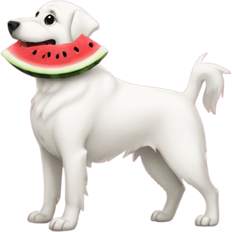 White dog eating watermelon emoji