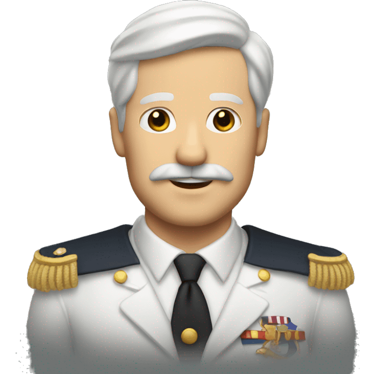 white man with a short moustache raising his hand and hes a captain emoji