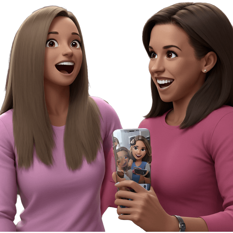 happy girls enjoying indoors emoji