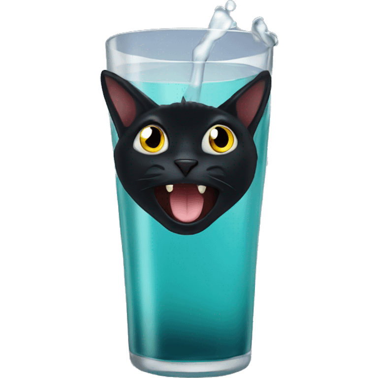 black cat drink in a glasswater  emoji