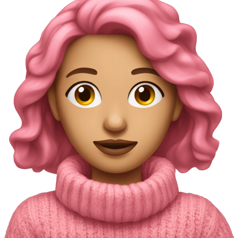 Femme avec un pull rose emoji