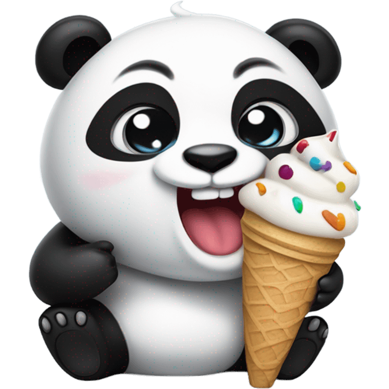 Panda eating ice cream emoji