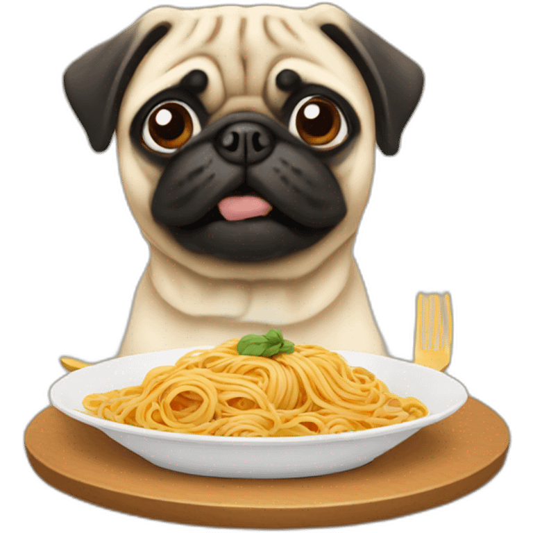 Pug eating spaghetti emoji