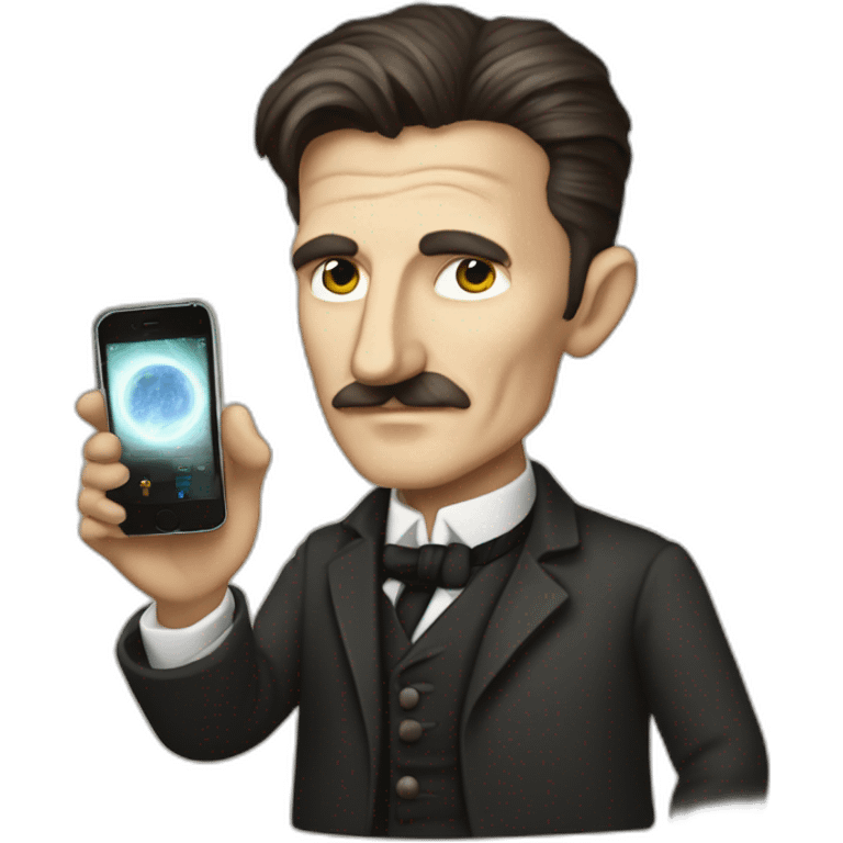 iphone in hand of Nikola tesla emoji