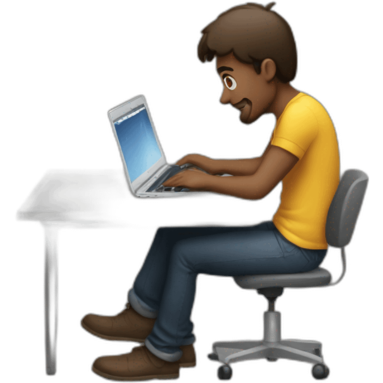 man working on macbook on desk emoji