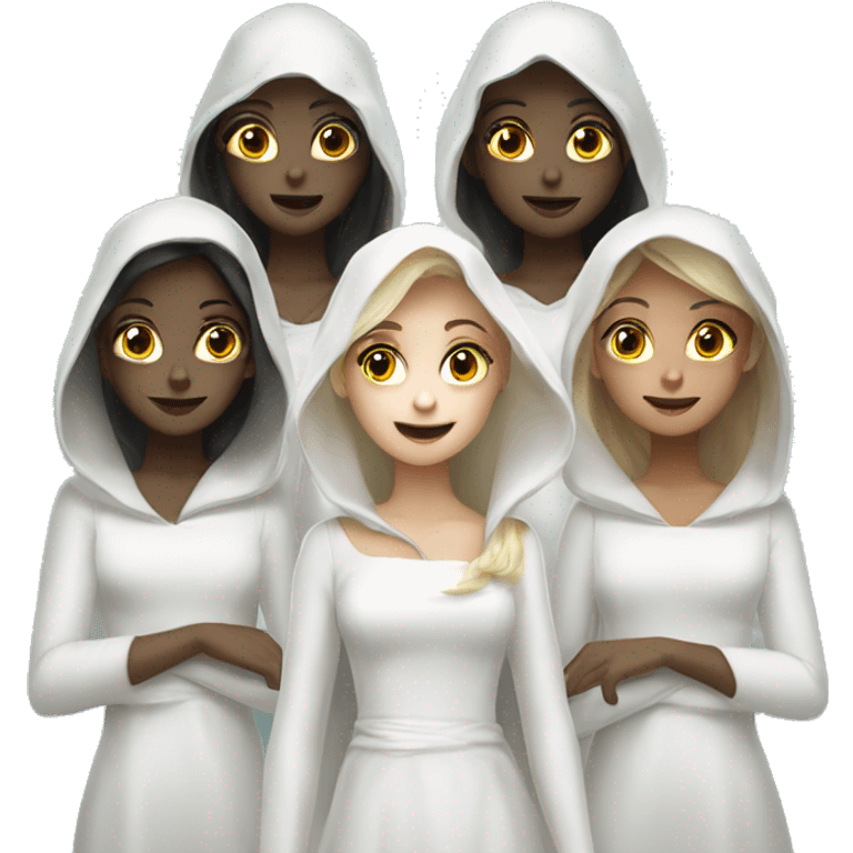 6 Caucasian girls in ghost costumes emoji