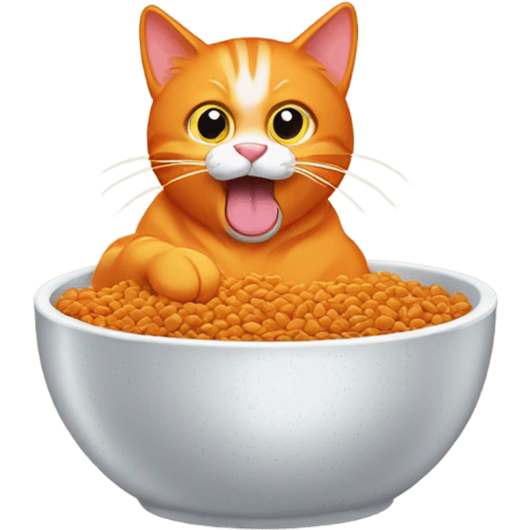 Orange cat eating wet petfood emoji