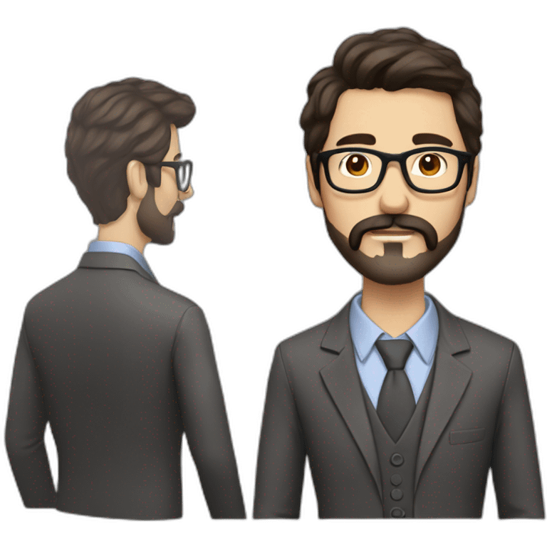 man medium length dark brown hair with glasses beard and moustache emoji