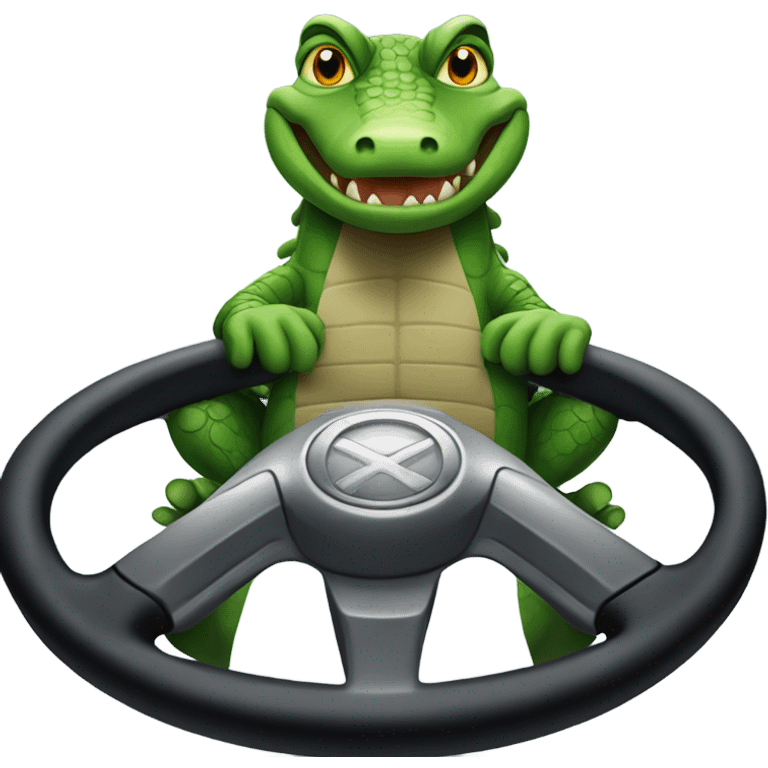 Alligator driving a car emoji