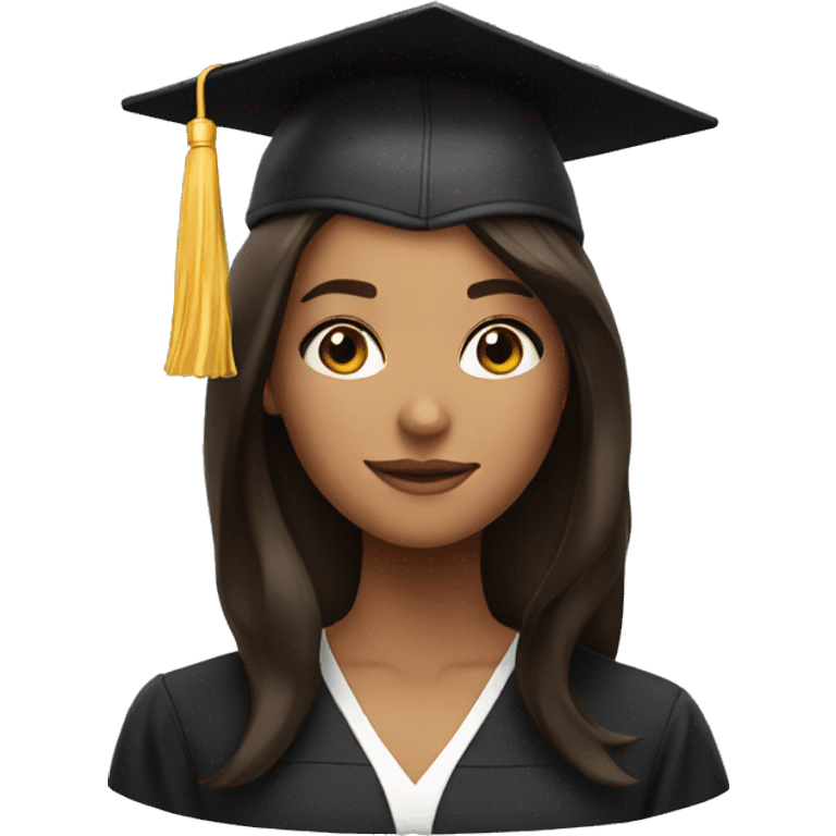 Brunette with graduation cap emoji