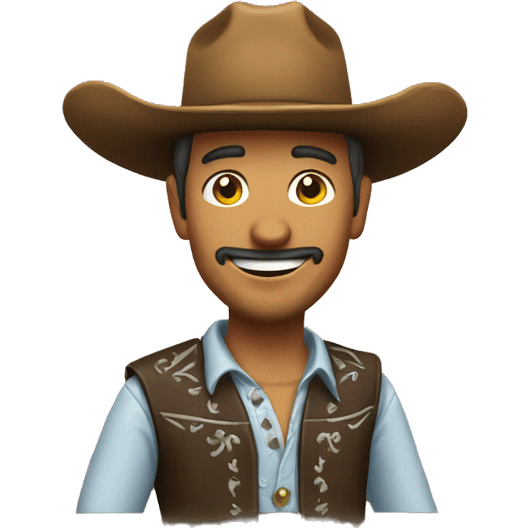 Vaquero con moño sonriendo emoji