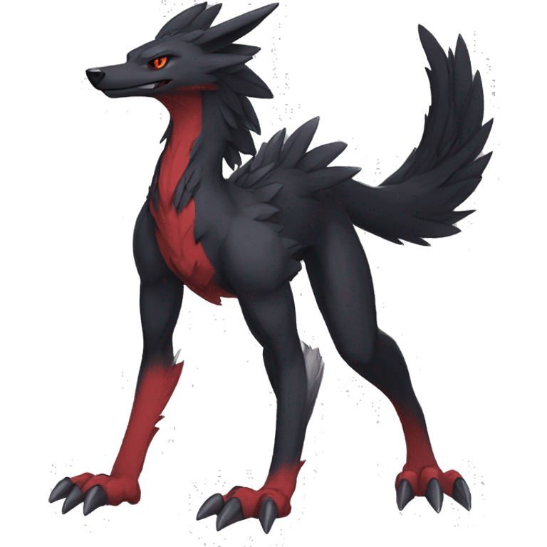 Anthro cool black red nargacuga sergal animal hybrid Fakemon full body emoji