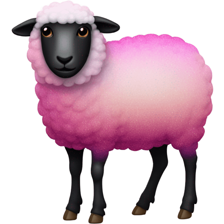 Pink ombre full body sheep with glitter emoji