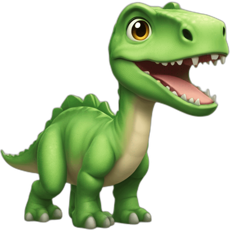 Un petit dinozor sur un petit chate emoji