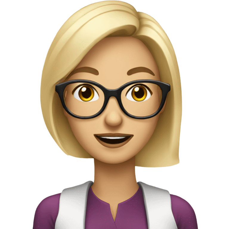 Beautiful Blonde woman wearing glasses calling on cell phone emoji