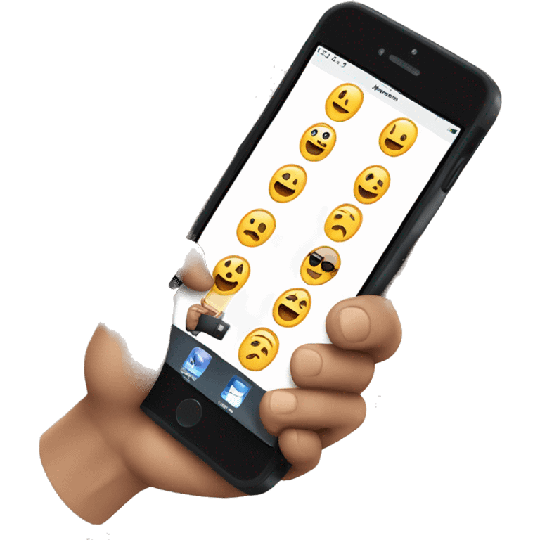 iPhone in a white man's hand emoji