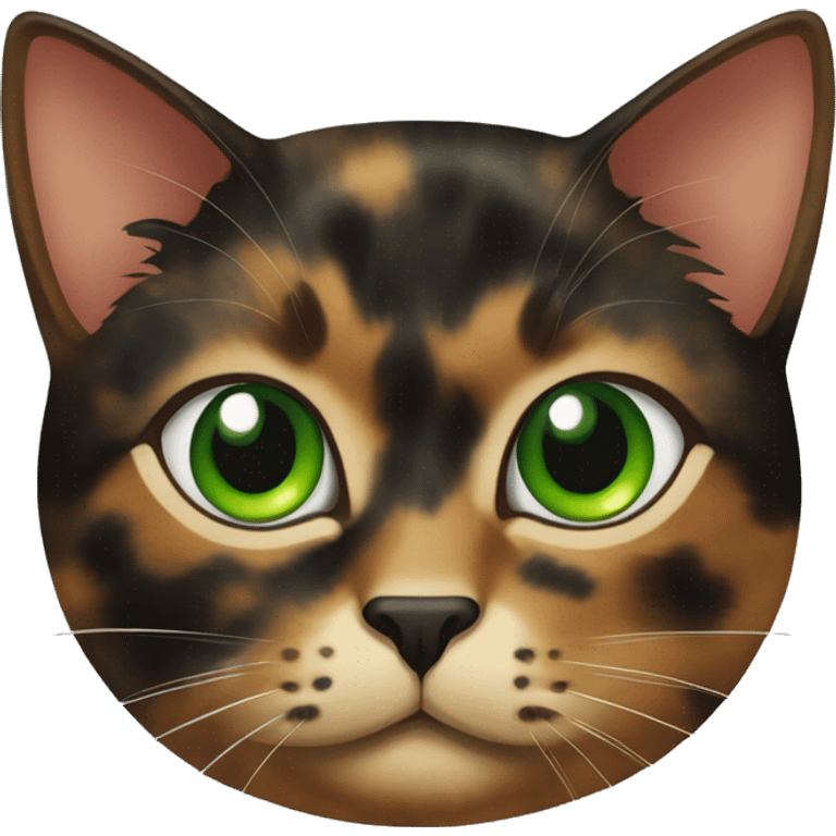 tortoiseshell cat with one green one brown eye emoji