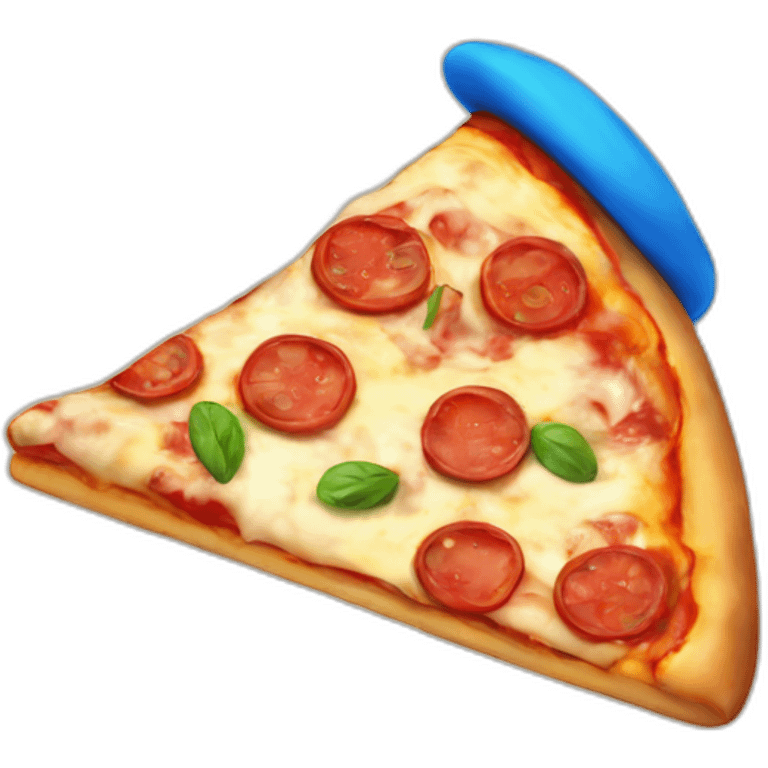 Pizza with a blue hat emoji